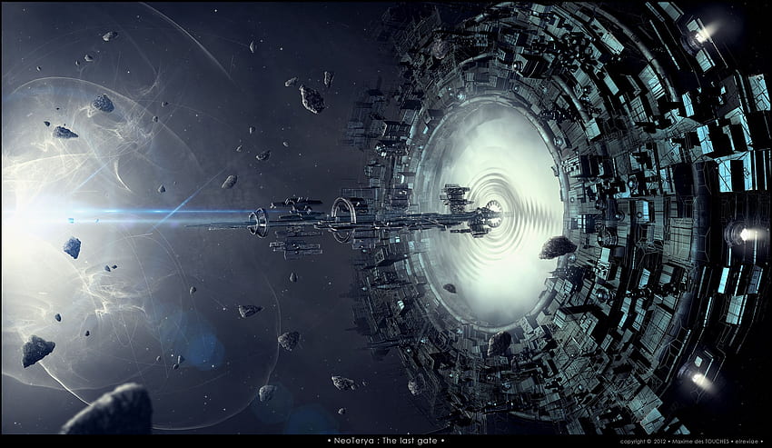 Spaceship Wormhole Debris Future . HD wallpaper