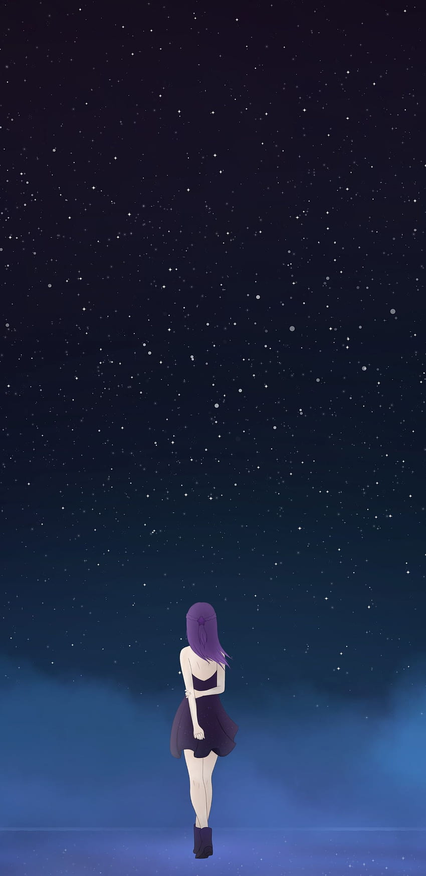 Anime, HuashiJW, torii, night sky, HD phone wallpaper