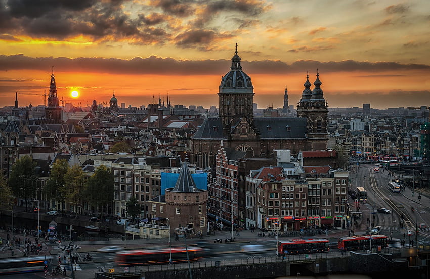 Amsterdam and Background, Amsterdam Skyline HD wallpaper