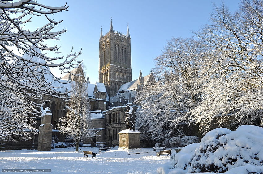 England, Lincoln, gothic cathedral. Lincoln cathedral, Gothic cathedral, Cathedral, Winter Britain HD wallpaper