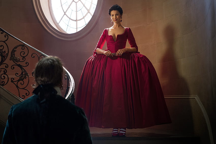 Outlander (Serie de TV 2014–), serie de televisión, rojo, outlander, actriz, vestido, mujer, temporada 2, caitriona balfe fondo de pantalla