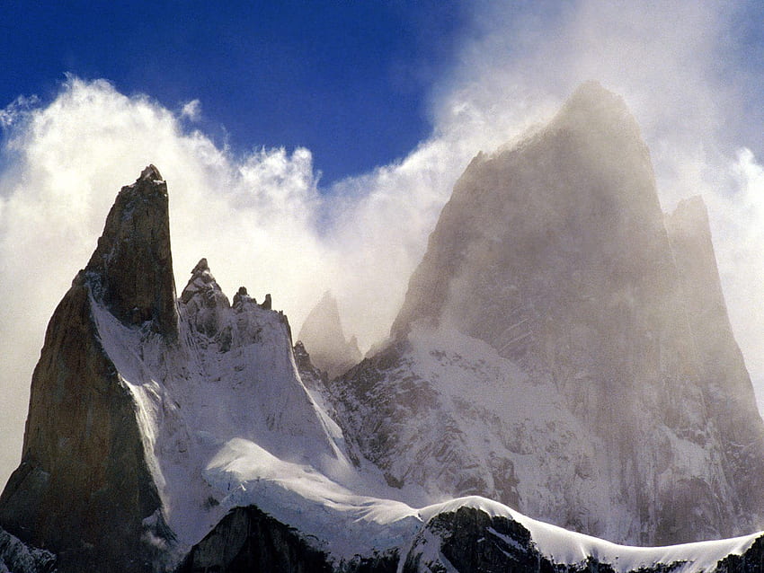 Naturaleza, Montañas, Nieve, Viento, Andes, Pico Fitzroy fondo de pantalla
