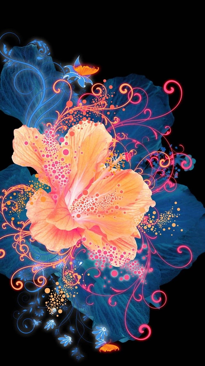 iPhone'a . Hibiskus, różowy, hawajski hibiskus, projekt, kolorowy kwiatowy Tapeta na telefon HD