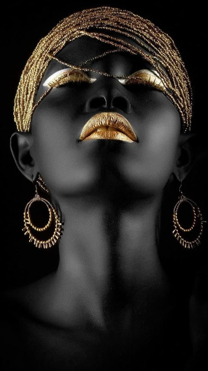 Złoty makijaż, Afrykańska kobieta Tapeta na telefon HD
