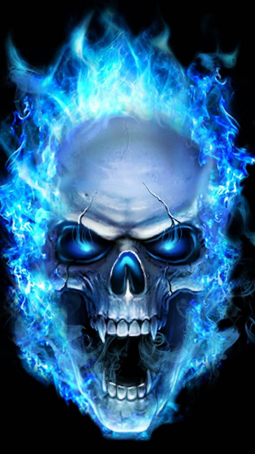 Fire skull, Dope Blue HD phone wallpaper