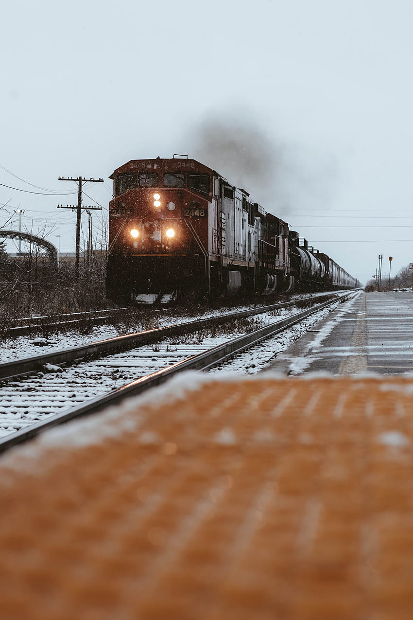 Rails, Winter, Snow, , , Railway, Train HD phone wallpaper