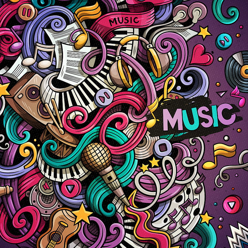music, doodles, colorful, musical instruments, patterns background. Стресс, 5000x5000 HD phone wallpaper