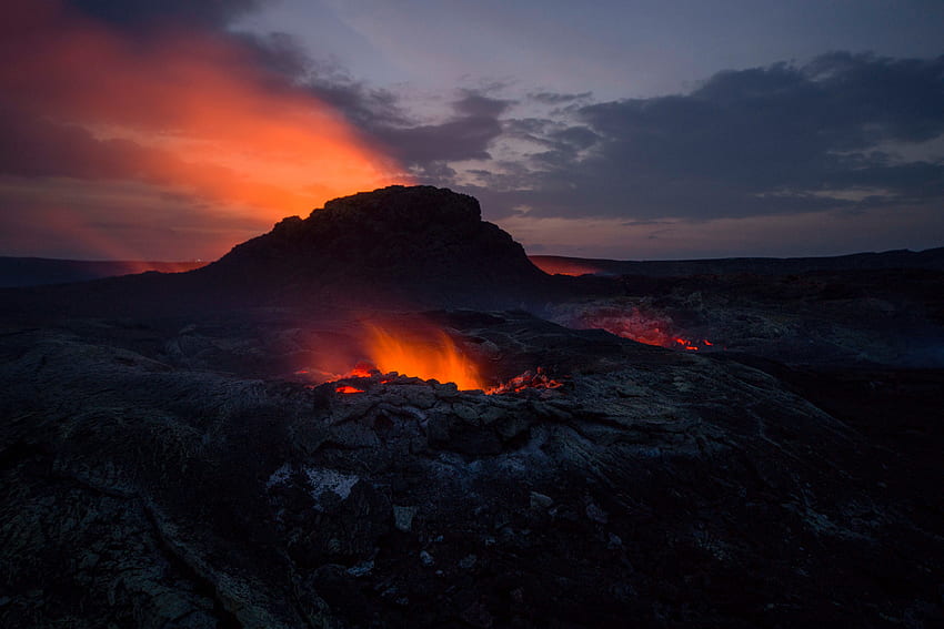 용암, 화산, 어둠, 불 HD 월페이퍼