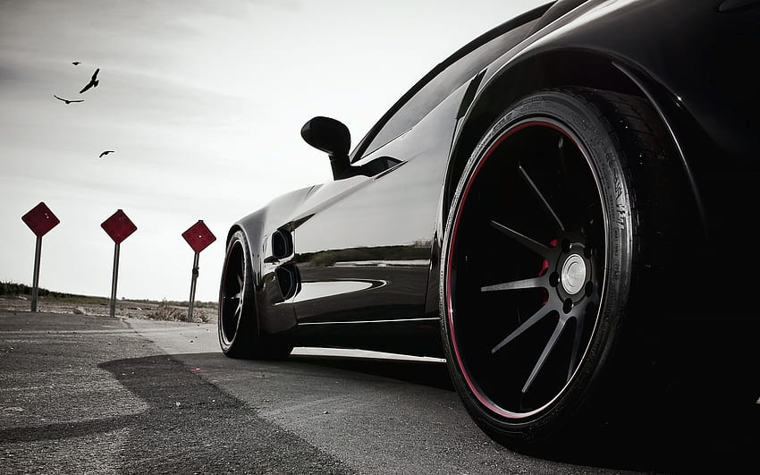 Black Cars Close Up Low Angle Shot Luxury Sport Vehicles HD wallpaper