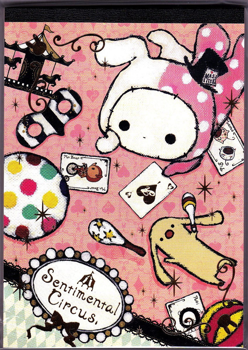 Bloc de notas con pegatinas de San X Japan Sentimental Circus (A) 2010 Kawaii fondo de pantalla del teléfono