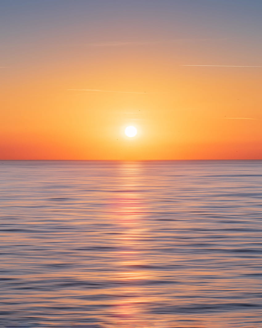 Unschärfe, Meer, Himmel, Sonnenuntergang, minimal HD-Handy-Hintergrundbild