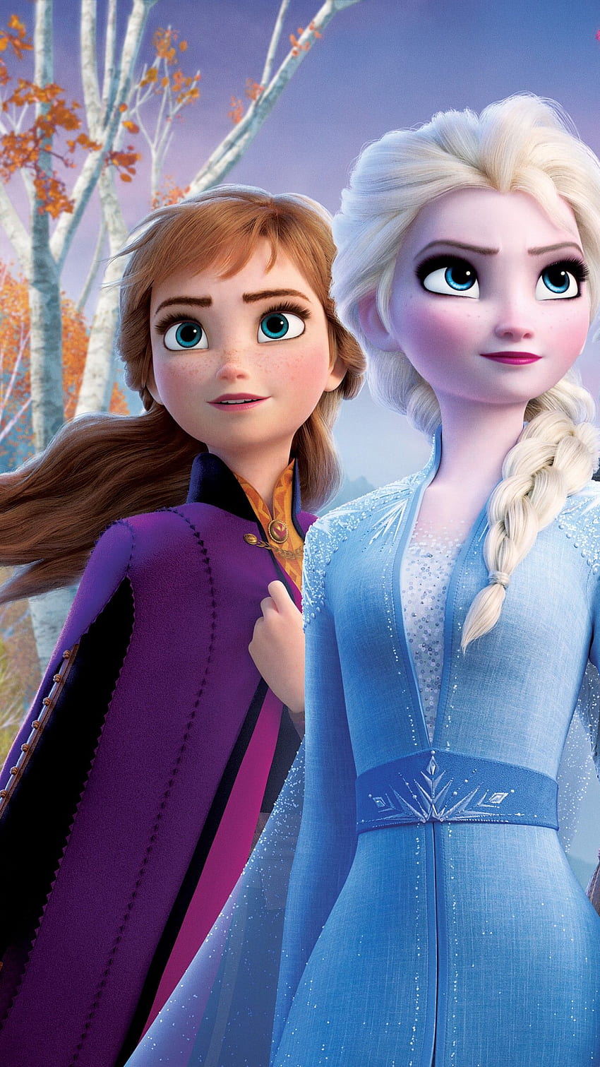 Frozen 2, la regina Elsa, Anna, Olaf, Kristoff, Walt Disney Sfondo del telefono HD