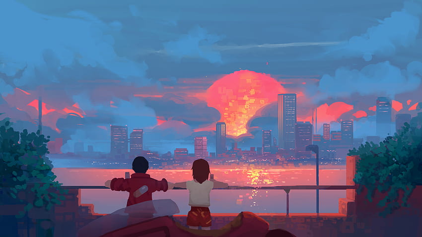Ästhetische Kunst Ästhetisches Anime-Paar, Anime-Paar Sonnenuntergang HD-Hintergrundbild