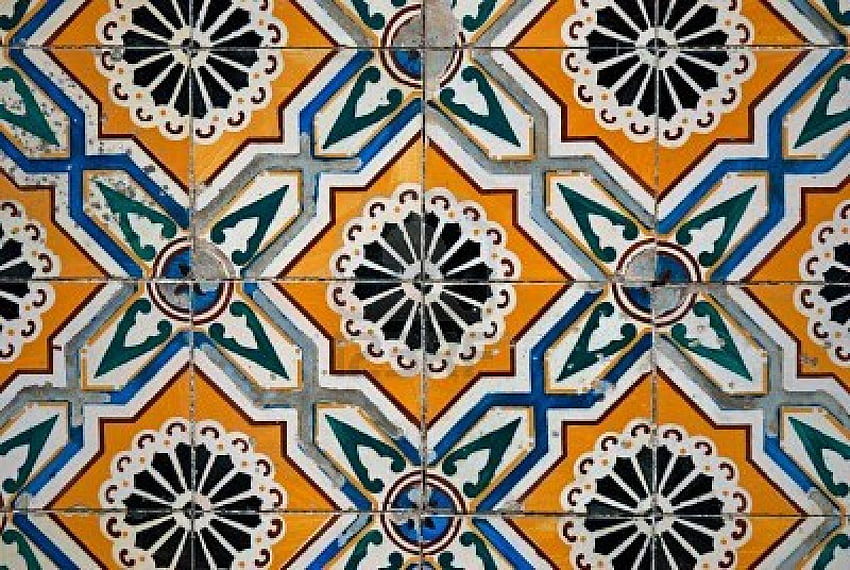 Spanish tile pattern Portuguese or Moroccan tiles design seamless in dark  green and orange Stock Vector by RedKoala 145061363