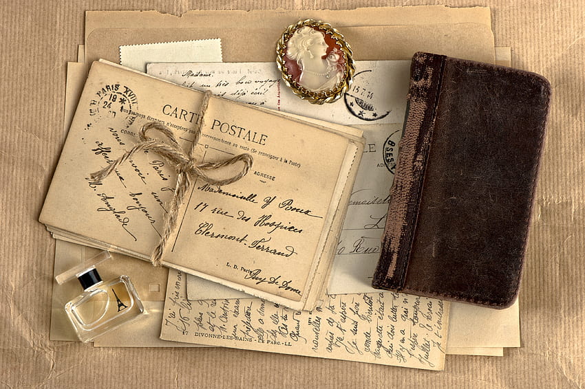 Vintage, Retro, Letters, Notebook, Notepad, Medallion, Perfume HD wallpaper