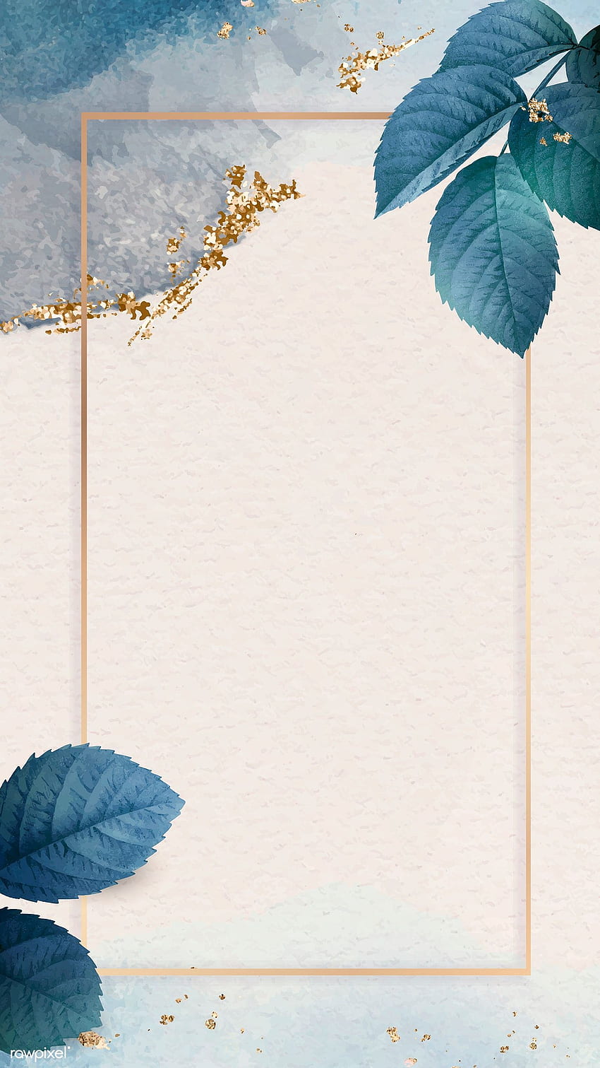 葉模様の携帯電話とゴールド フレームのプレミアム ベクトル。 花の背景、電話、電話 HD電話の壁紙