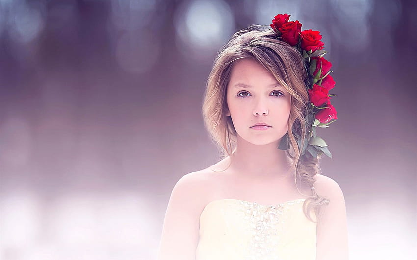 Fine Art, Cute Girl, Portrait, Red Rose IPhone 5 5S 5C SE HD wallpaper