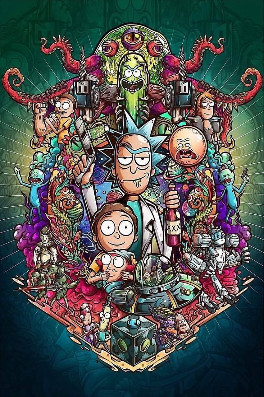 GoaElfe JenJen na Quadros. Rick i Morty plakat, Rick i Morty tatuaż, Rick i Morty crossover, Rick i Morty Graffiti Tapeta na telefon HD