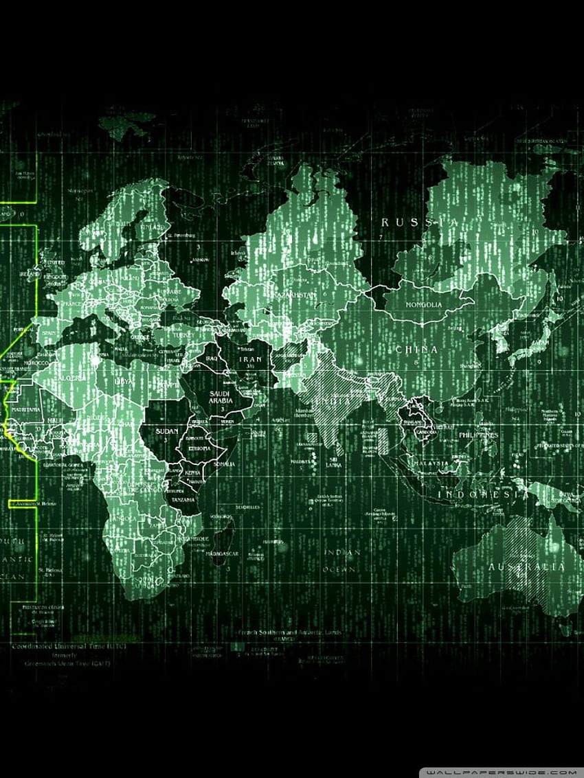 Matrix Code World Map Ultra Background for HD phone wallpaper