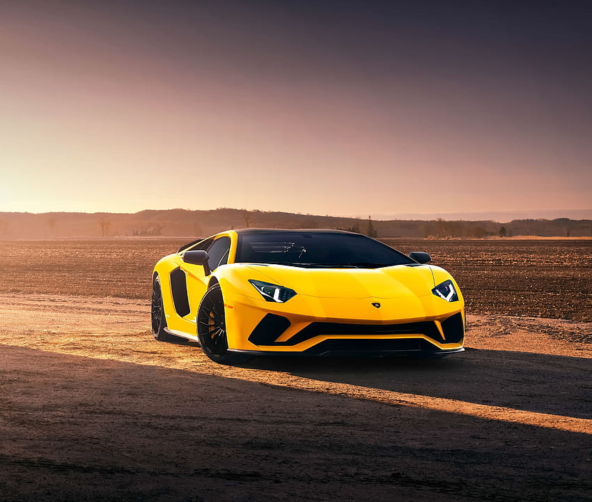 Lamborghini Aventador S, samochód sportowy, żółty Tapeta HD