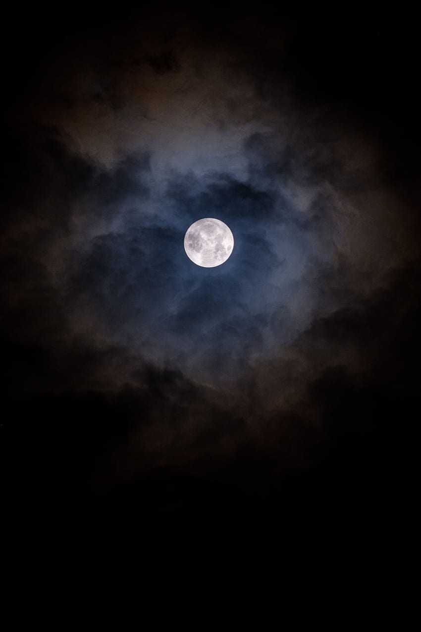 달, 밤, 구름, 어두운, 달빛 HD 전화 배경 화면