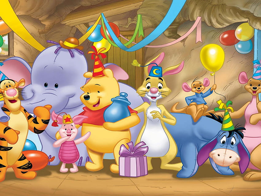 Winnie the Pooh Happy Birtay Celebration Presentes de aniversário papel de parede HD