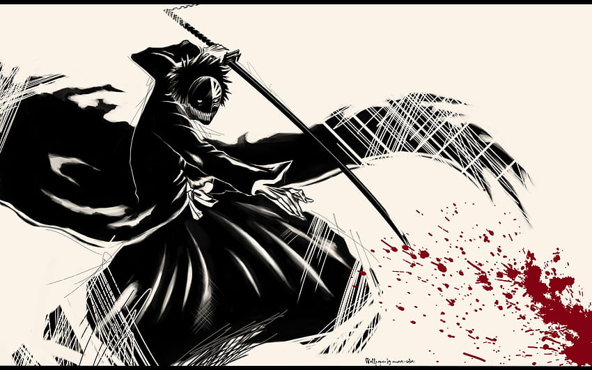 Bankai avec un masque de hollowfication, ichigo, épée, masque, kurosaki, mort, shinigami, bankai, samouraï, creux Fond d'écran HD