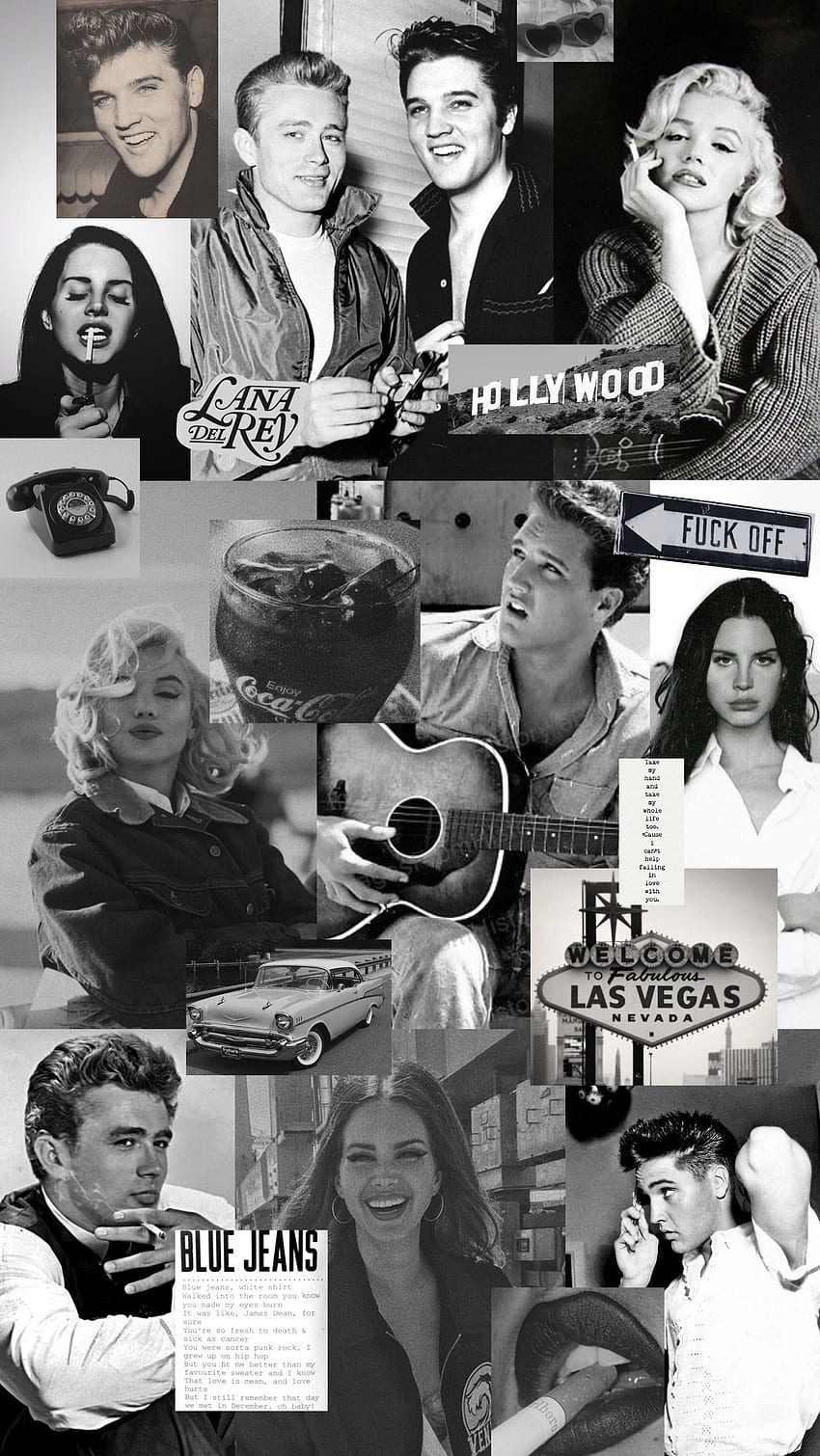 Lana Del Rey Elvis Presley James Dean Marylin Monroe estetica in bianco e nero. Iphone in bianco e nero, Elvis, Elvis Presley Sfondo del telefono HD