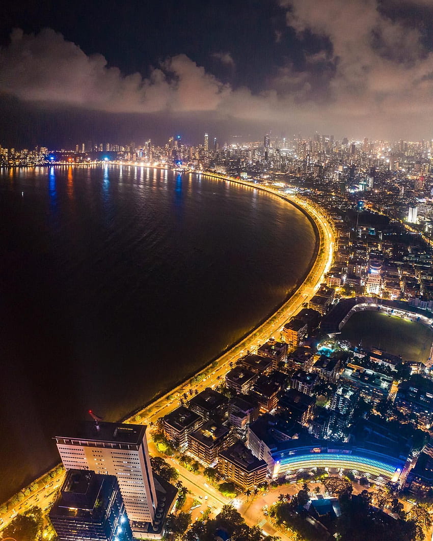 Mumbai Marine Drive Nacht, Skyline von Mumbai HD-Handy-Hintergrundbild