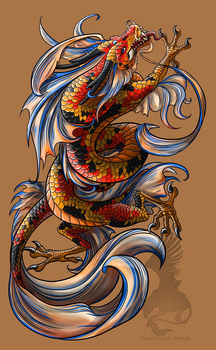 Koi Dragon tattoo, Japanese Dragon Tattoo HD phone wallpaper
