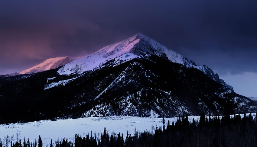 natureza, montanhas, noite, neve, vértice, topo papel de parede HD