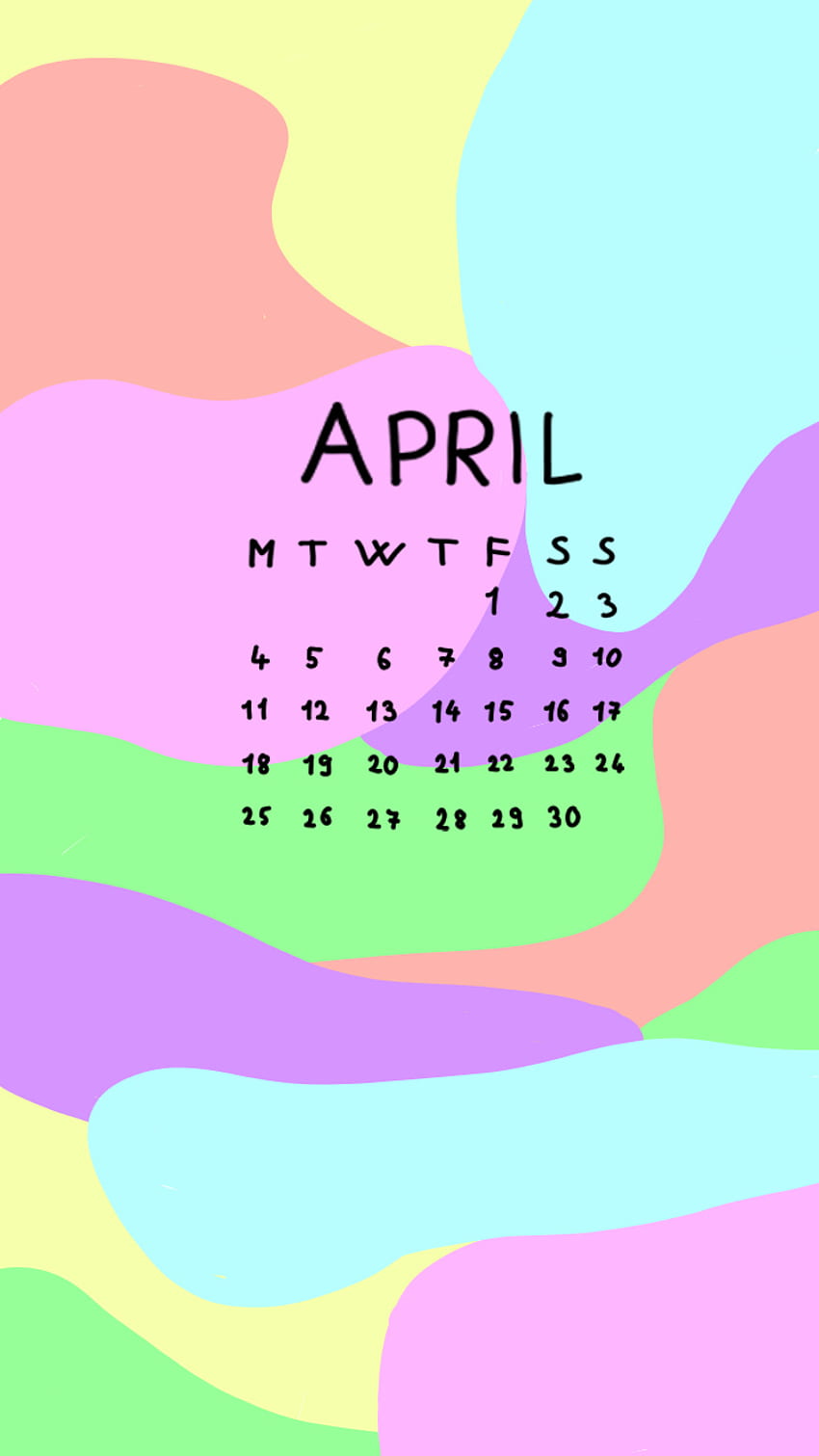 April 2022, kalender, merah, pink, hijau, biru, kuning, warna-warni, warna-warni wallpaper ponsel HD