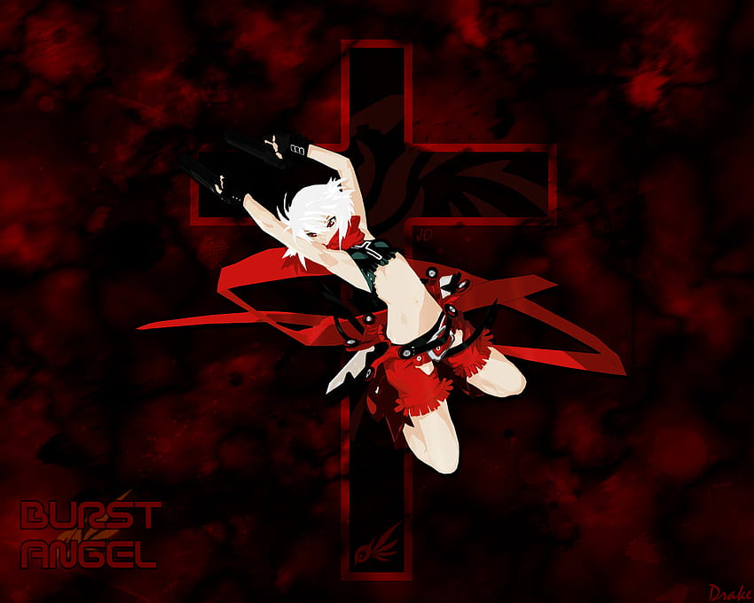 Jo, cross, red, guns, burst angel HD wallpaper