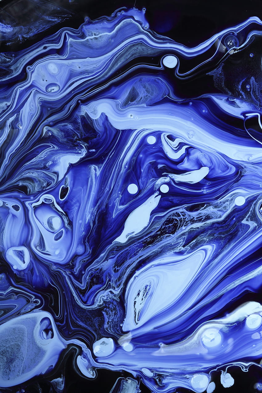 Pintura azul, líquidos, textura, manchas. fondo de pantalla del teléfono