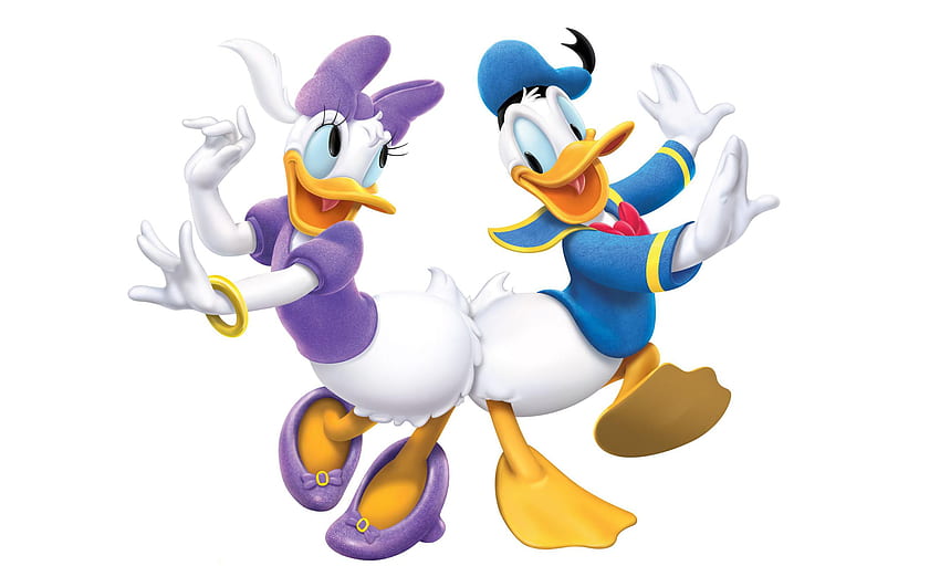Tańczący Kaczor Donald Z Postaciami Kaczki Daisy Z Walta Disneya Tapeta HD