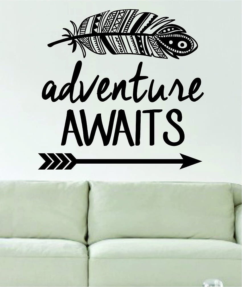 Adventure Awaits Feather and Arrow Design Decal Sticker Wall Vinyl Art Words Decor: Küche, Haushalt & Wohnen HD-Handy-Hintergrundbild