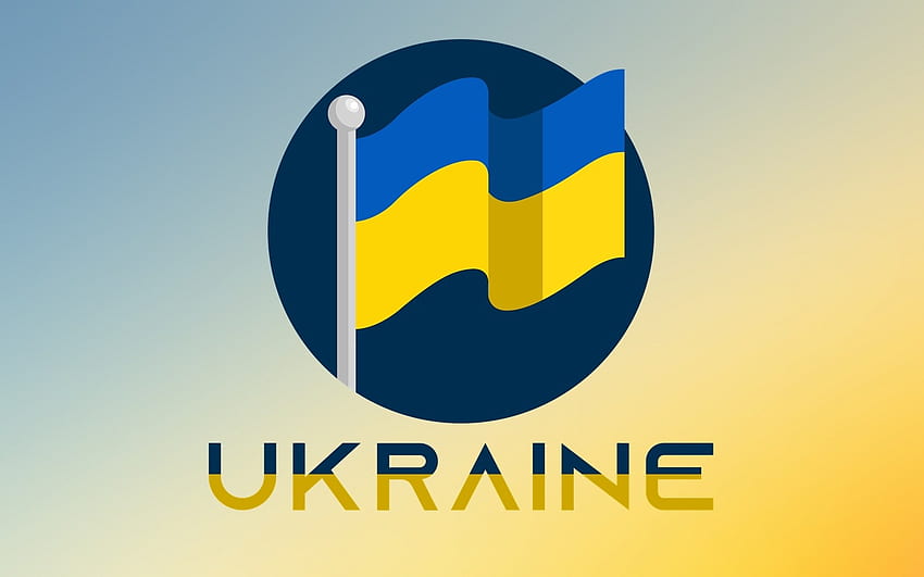 Мир за Украйна, кръг, Украйна, флаг, жълто, синьо HD тапет