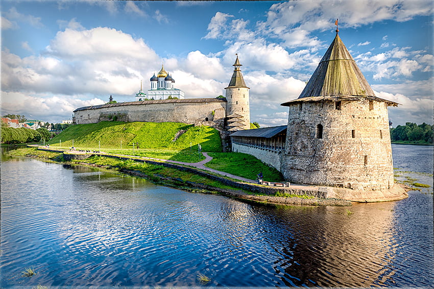 Church Russia Fortification towers Pskov Krom HD wallpaper
