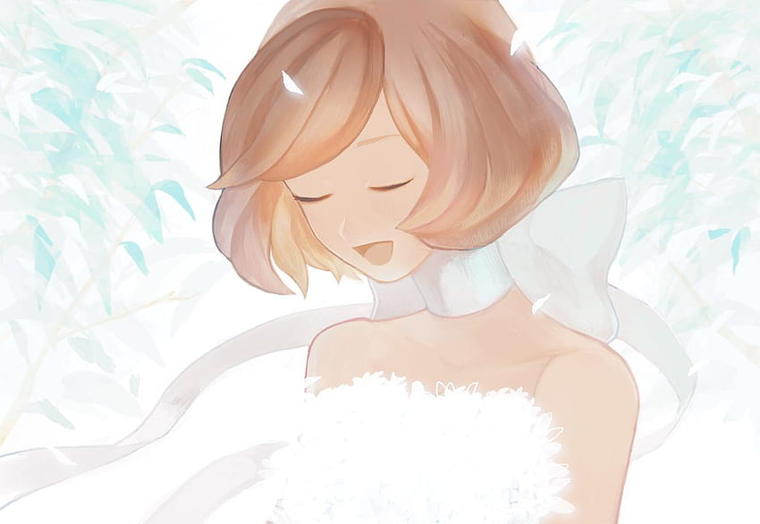 brown hair meiko short hair vocaloid wedding dress white, Anime Wedding HD wallpaper