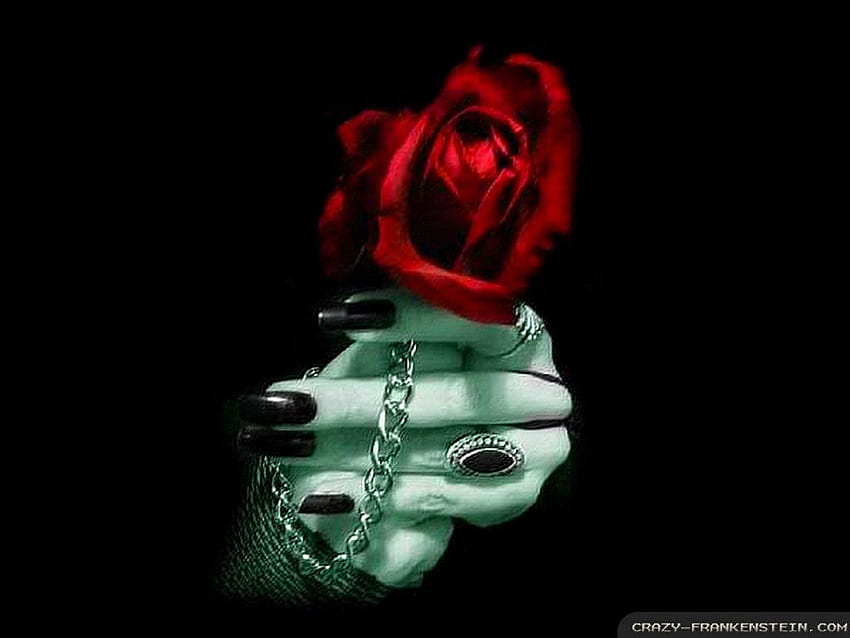 Gothic Black And Red Rose, Cross and Roses HD wallpaper
