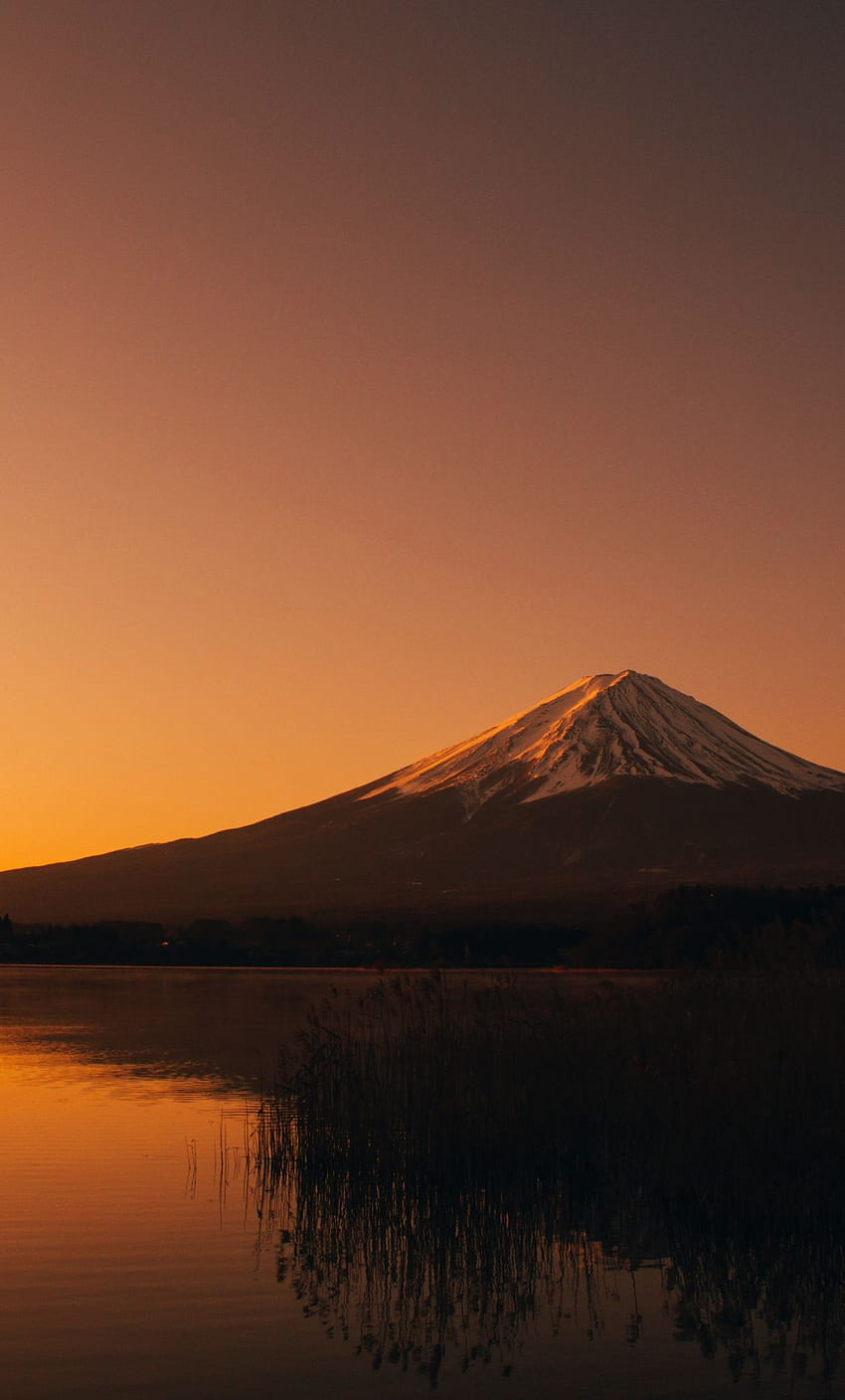 Езерото Кавагучи, планината Фуджи, планина, природа, залез , , iPhone 6 Plus HD тапет за телефон