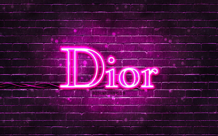 Dior purple logo, , purple brickwall, Dior logo, fashion brands, Dior ...