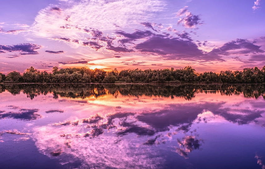 River Beauty Reflections, Purple River HD wallpaper