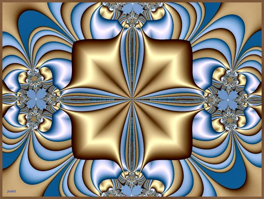 Fractal victoriano dorado y azul, azul, fractal, victoriano, oro fondo de pantalla
