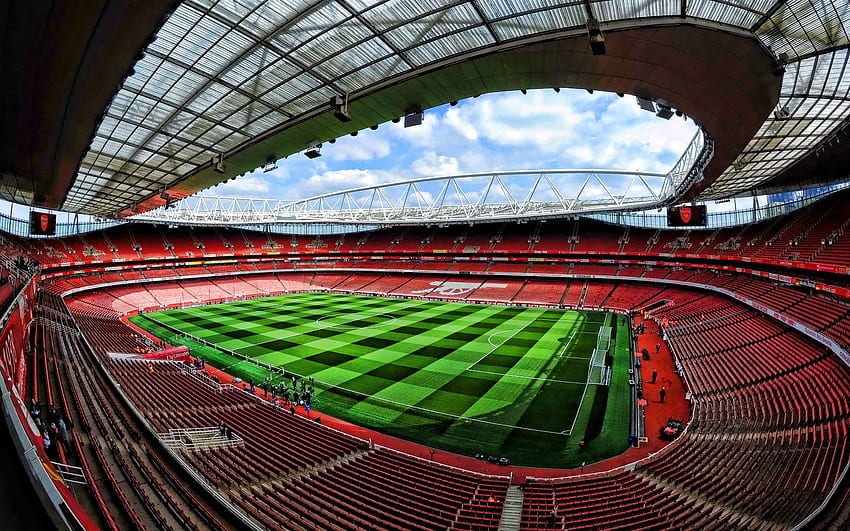 Emirates Stadium, estadio vacío, Londres, Inglaterra, fútbol, ​​Arsenal Stadium, estadio de fútbol, ​​Arsenal FC, estadios ingleses, R para con resolución . Alta calidad fondo de pantalla