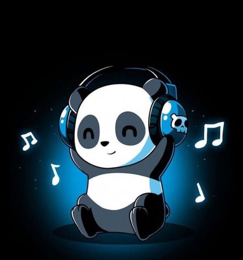 ヘッドホンを付けたパンダ。 Cute panda , Cute panda cartoon, Cute panda, Blue Heads HD電話の壁紙