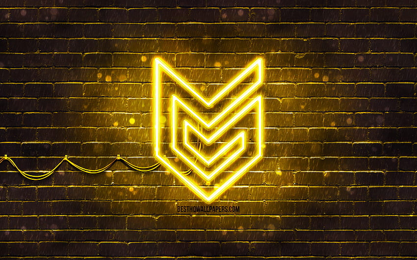 Guerrilla Games yellow logo, , yellow brickwall, Guerrilla Games logo, brands, Guerrilla Games neon logo, Guerrilla Games HD wallpaper