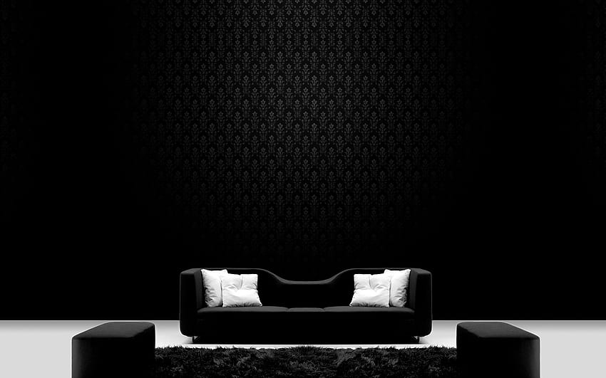Черен диван в тъмна стая. Разни неща. за iPad и iPhone Wi. Интериор , Черен интериорен дизайн , Архитектура , Черен офис HD тапет