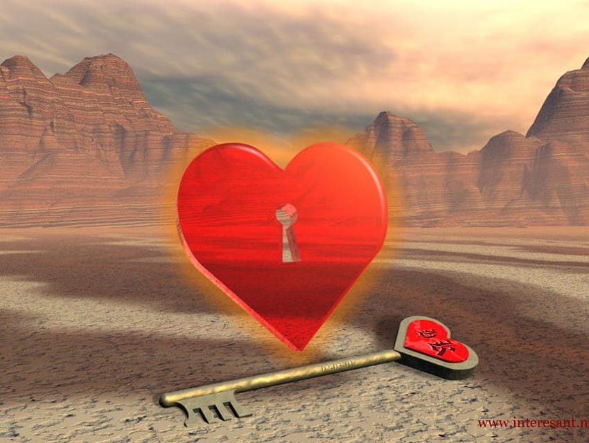 Kalp ve anahtar, kalpler, aşk HD duvar kağıdı
