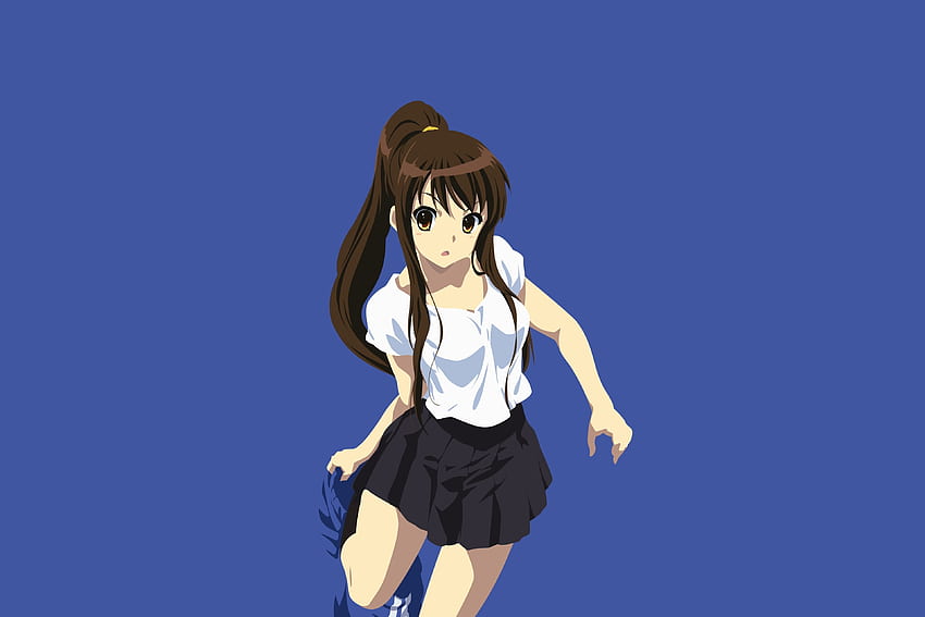 Cute, anime girl, minimal, Haruhi Suzumiya HD wallpaper